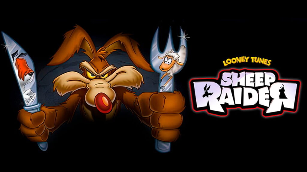 Copertina di Ralph il Lupo all’Attacco, con Wile E. Coyote che ha in mano forchetta e coltello