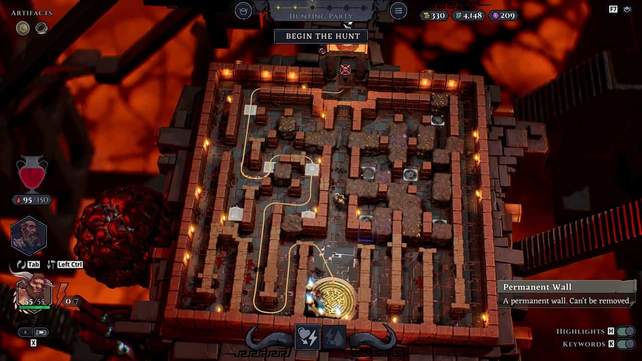 Fase di pianificazione del labirinto in Minos