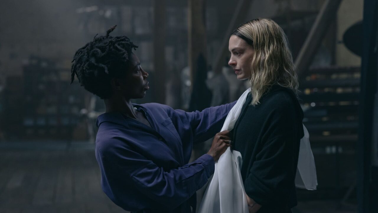 (L-R) Michaela Coel, Anne Hathaway Credit: Photo by Eric Zachanowich. Courtesy of A24.